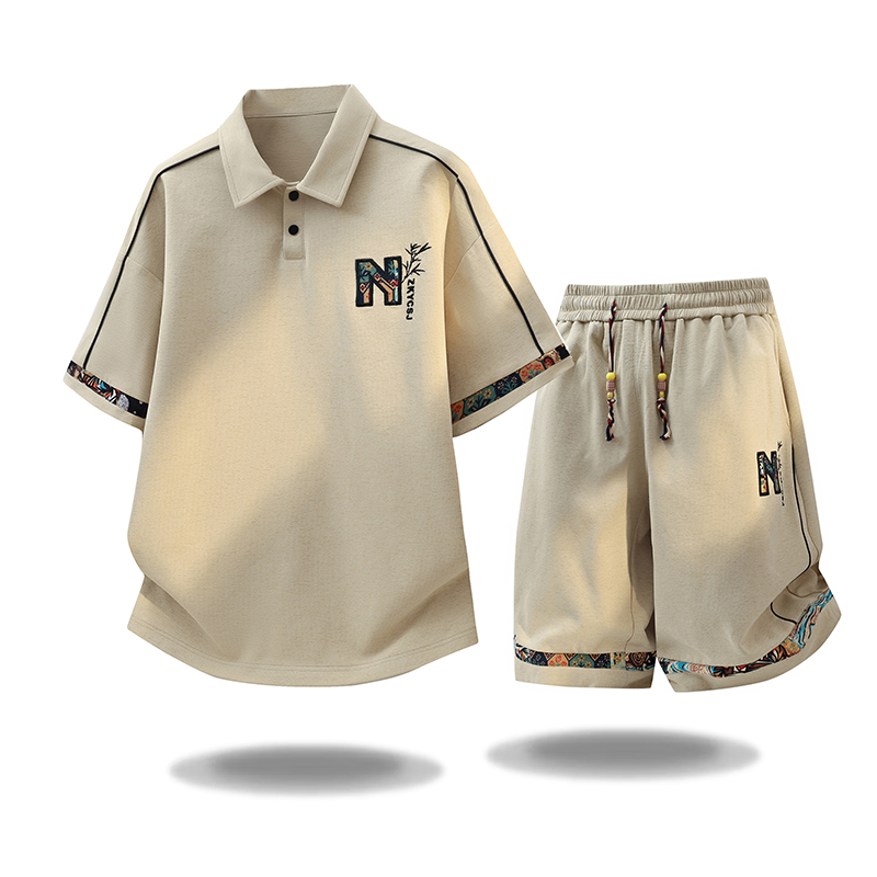 Embroidery Men Shirt - Conjunto de Camiseta de Manga Corta