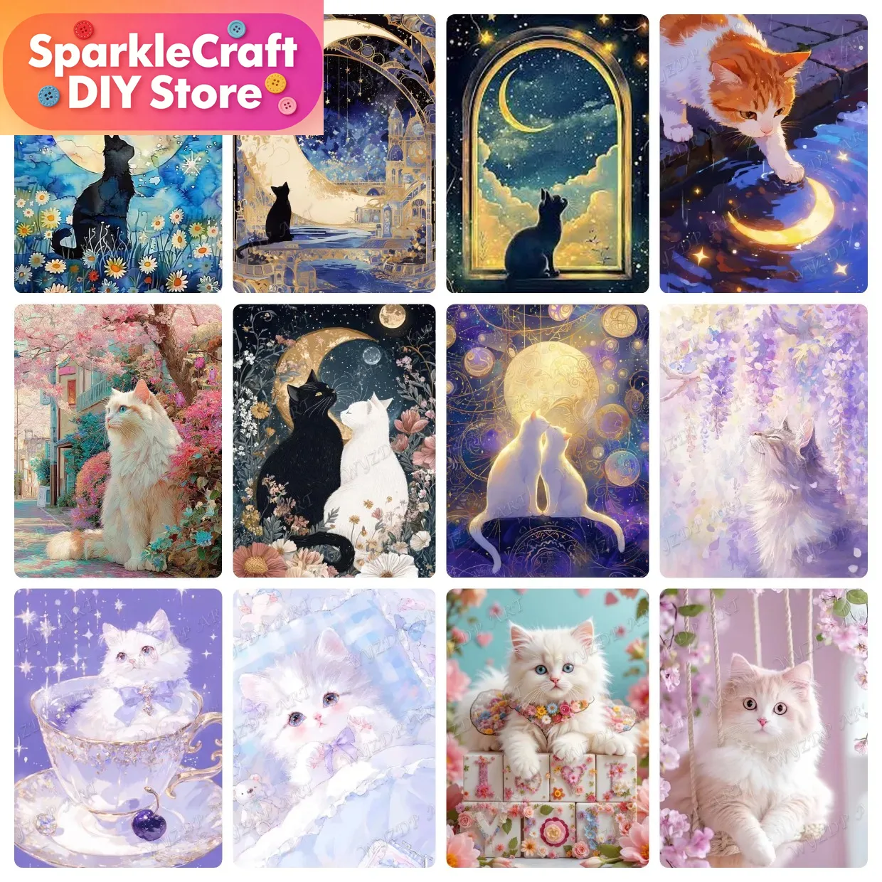 Embroidery Cat - Kit de Pintura de Diamantes 5D