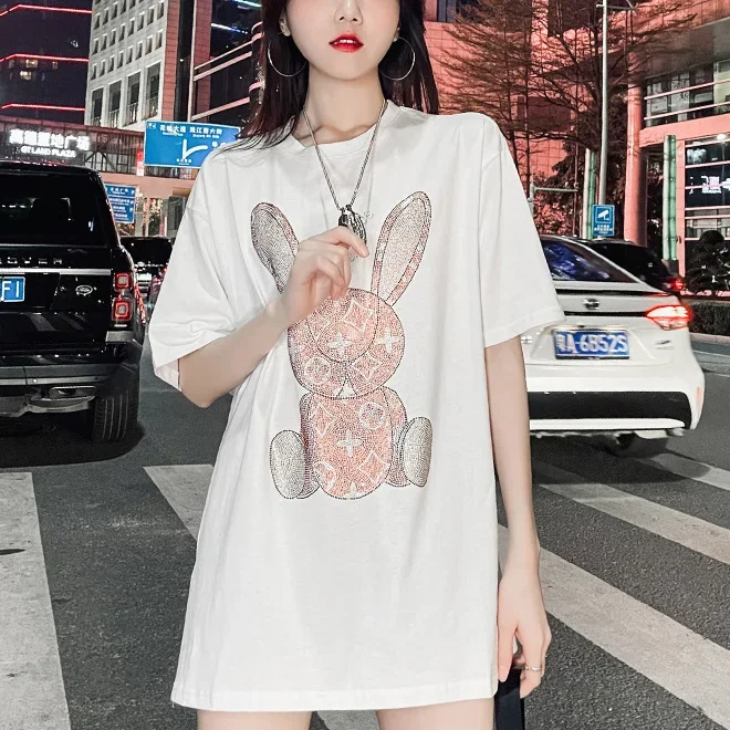 Embroidery A - Camiseta informal de verano para mujer: