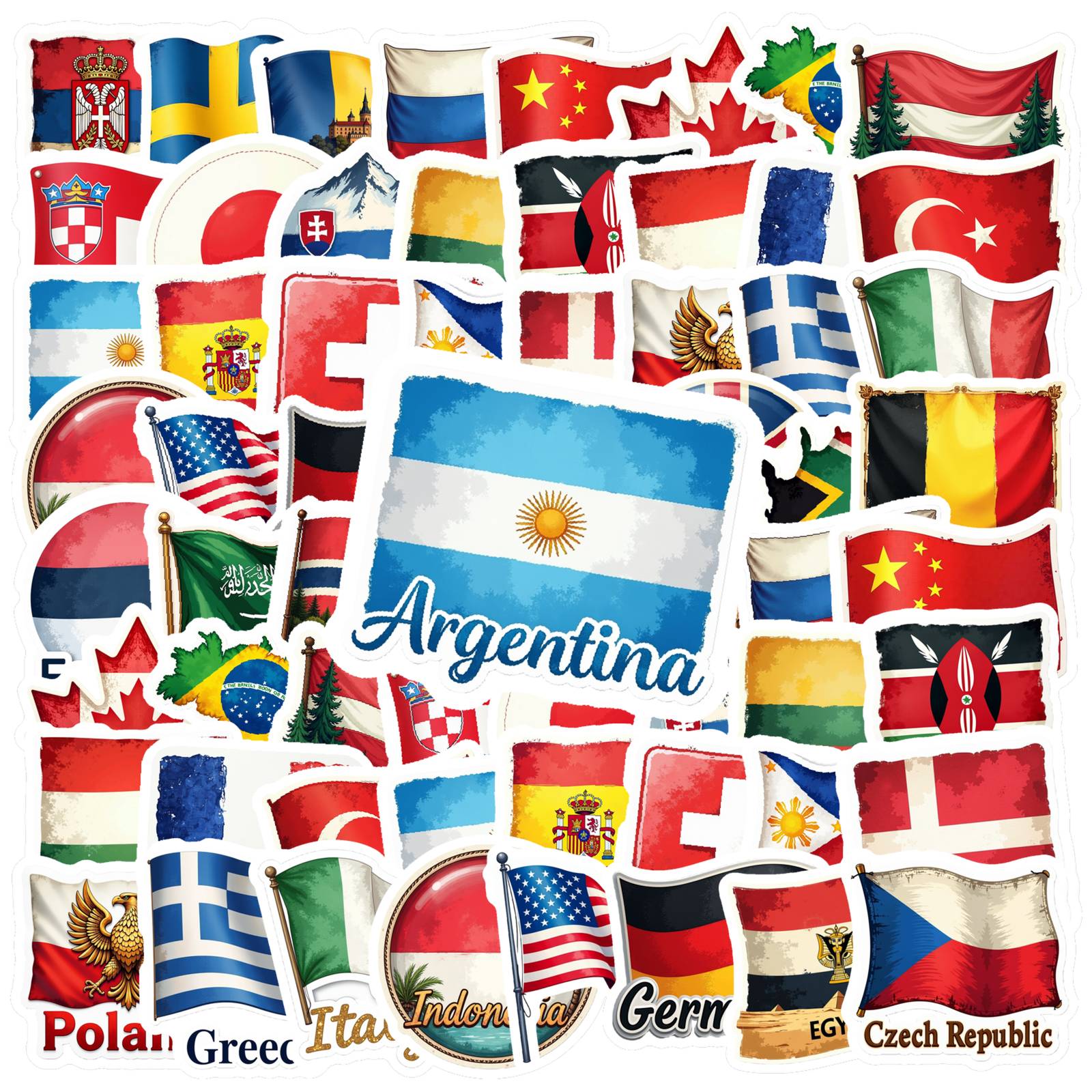 Embroidery World - Paquete de 35 Pegatinas de Banderas