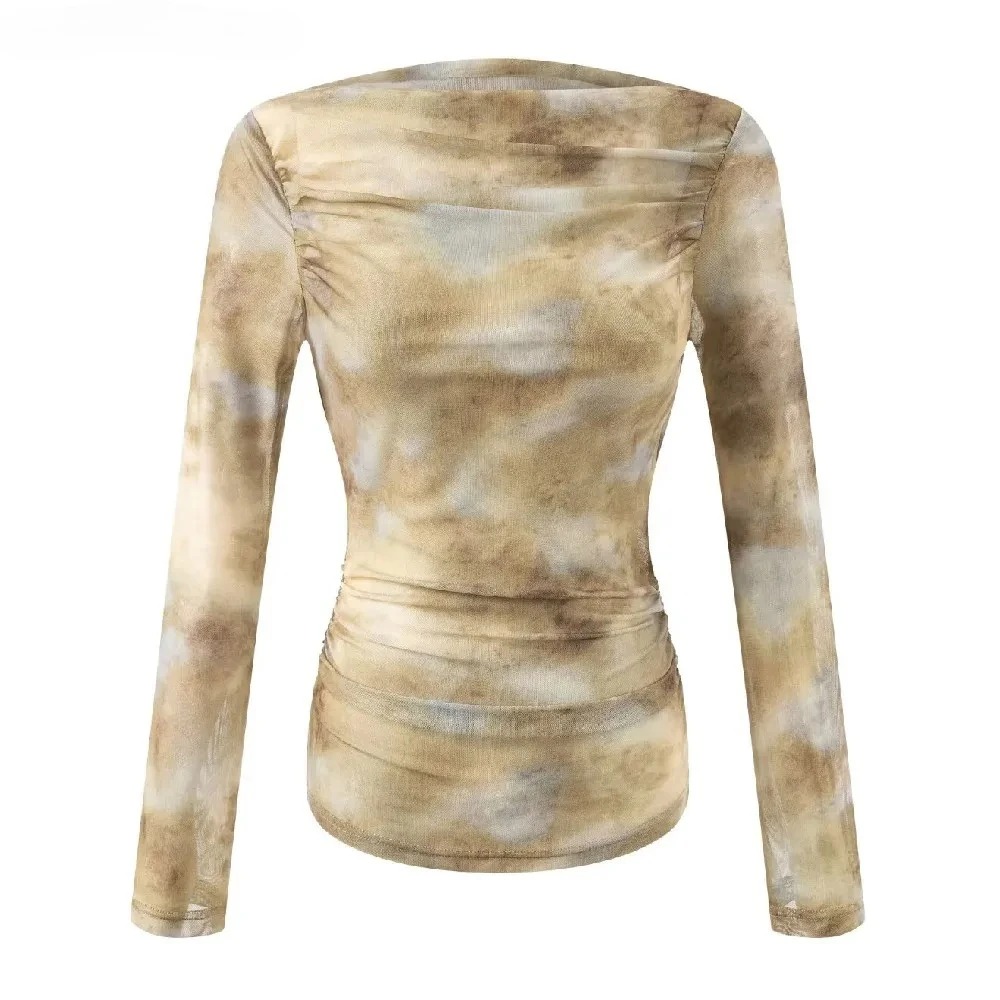 Embroidery A - Camiseta Sexy con Estampado Tie-Dye y
