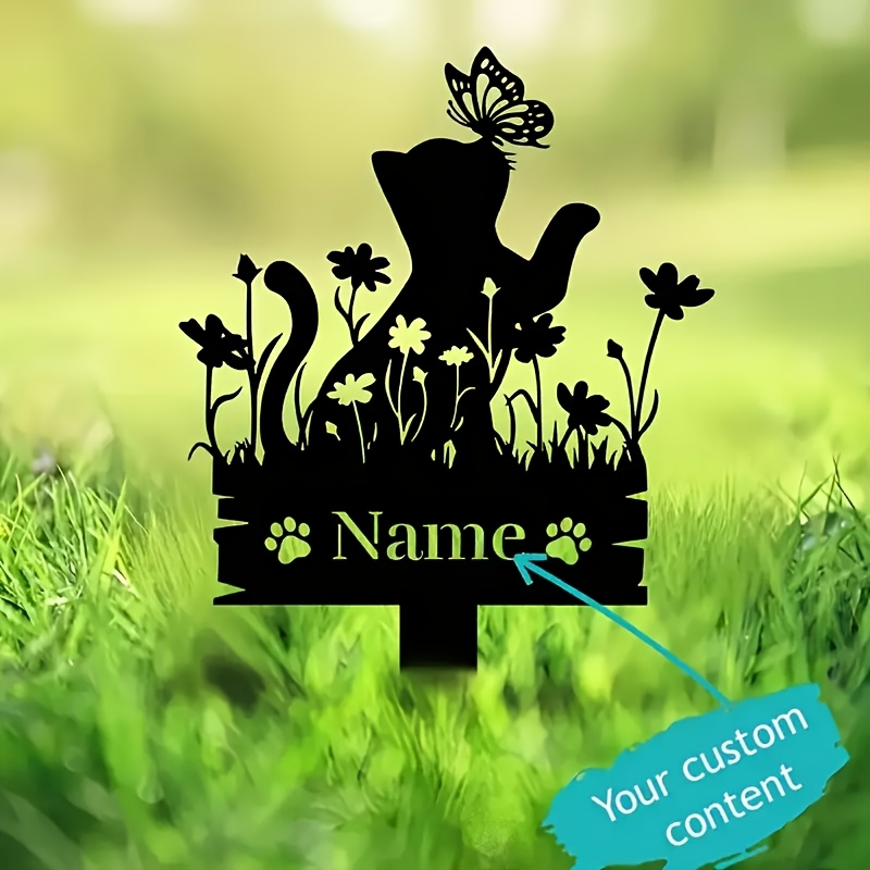 Embroidery Cat - Memoriales personalizables de metal para gatos: