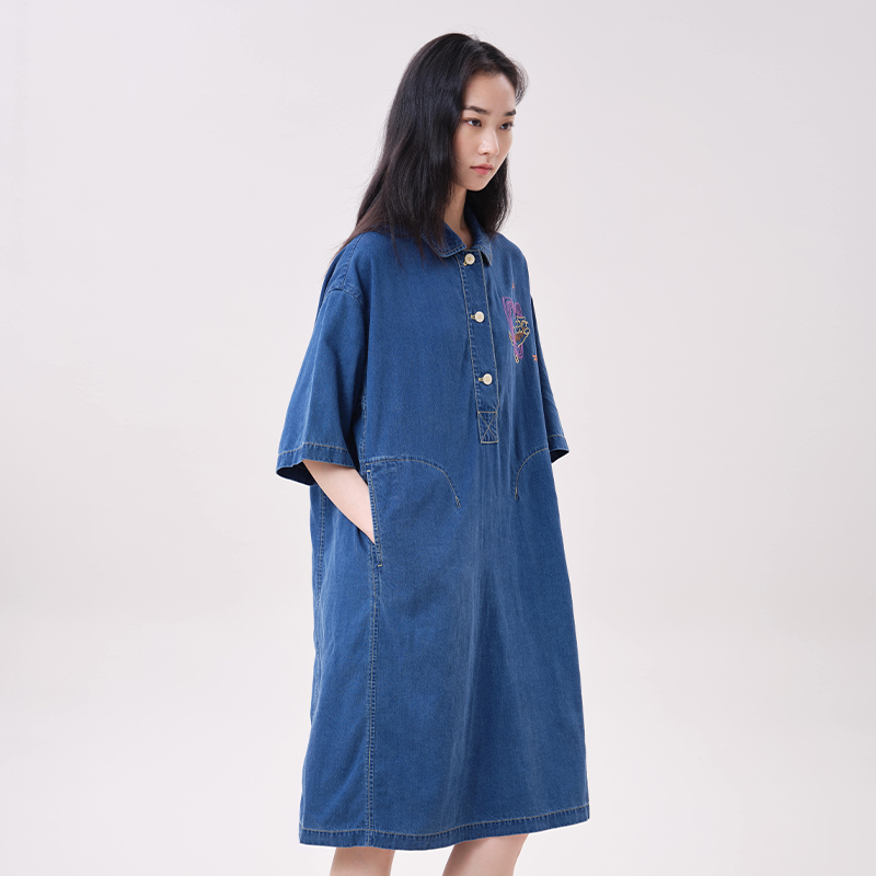 Vestido Vaquero de Lyocell MOV - Embroidery Cat reseña y precio