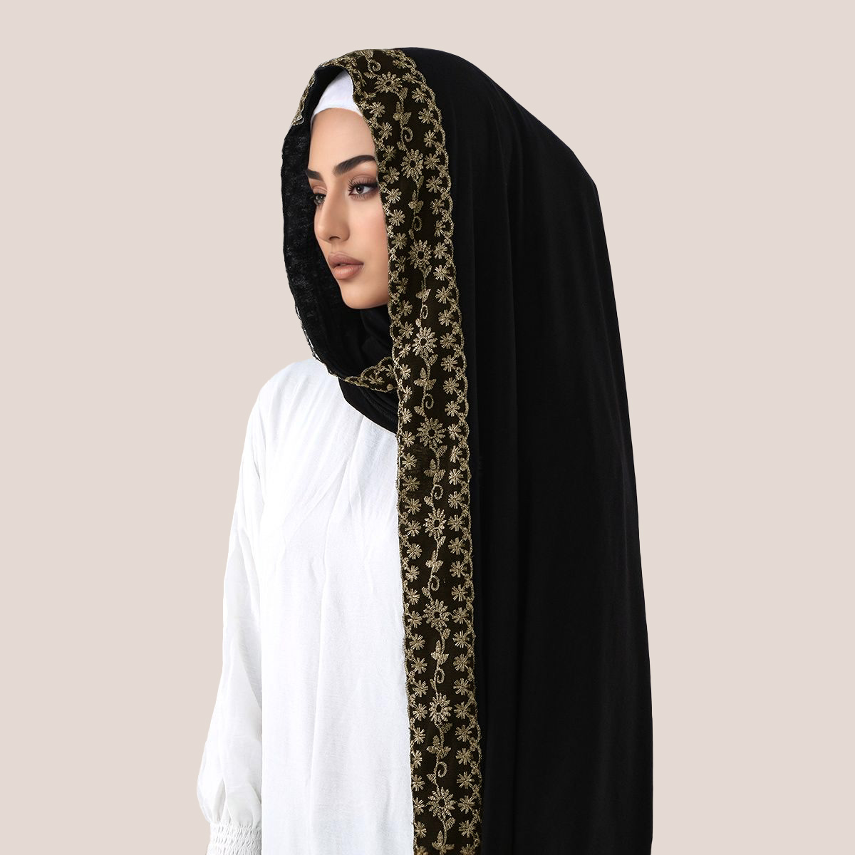 Jersey de algodón bordado de e - Embroidery Hijab reseña y precio