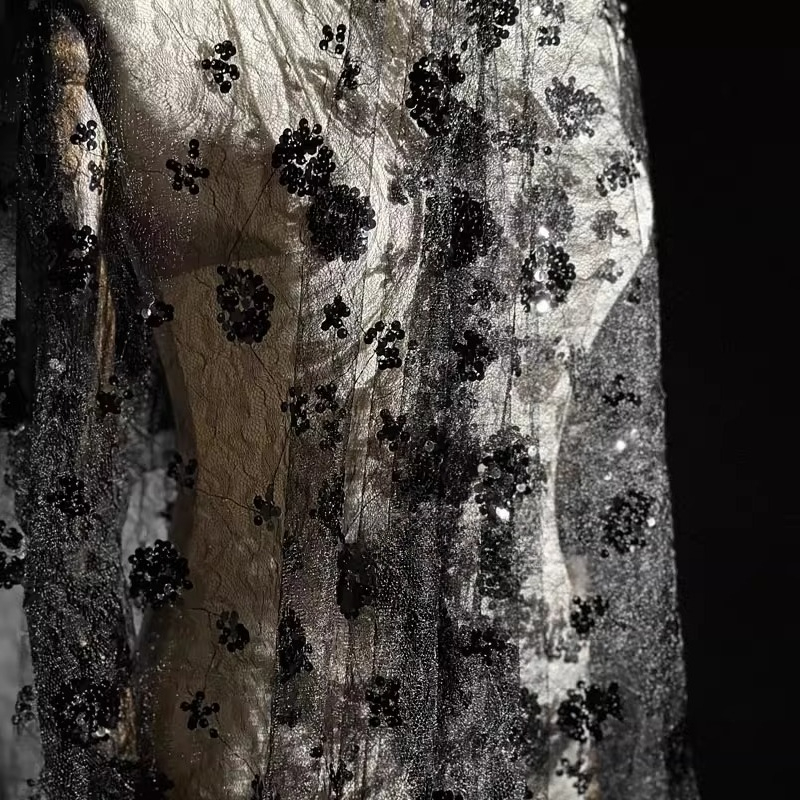 Tela de malla con lentejuelas  - Embroidery Net Dress reseña y precio