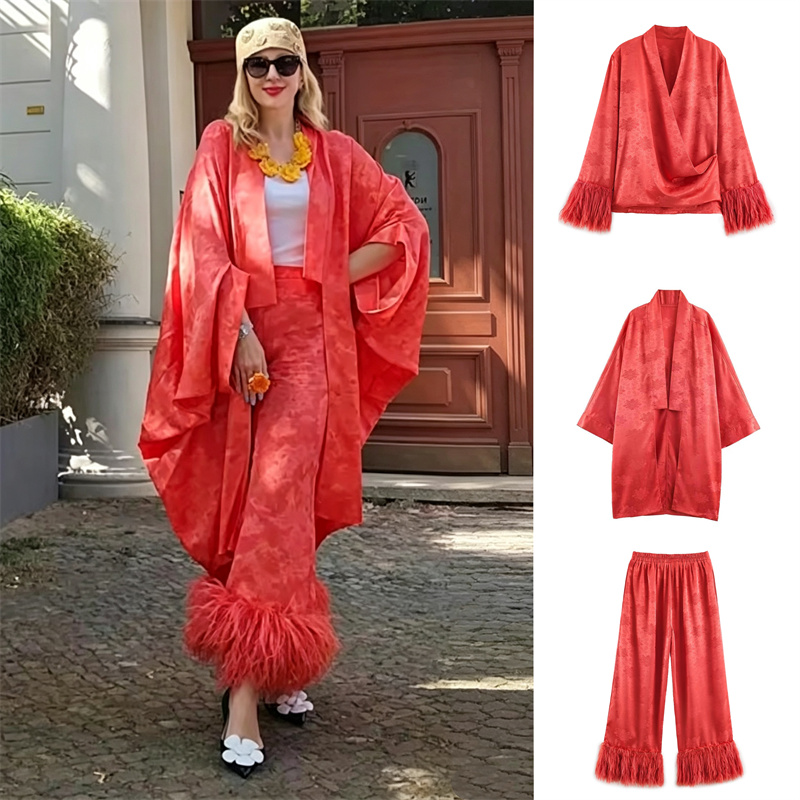 Kimono de Satén con Estampado  - Embroidery A reseña y precio