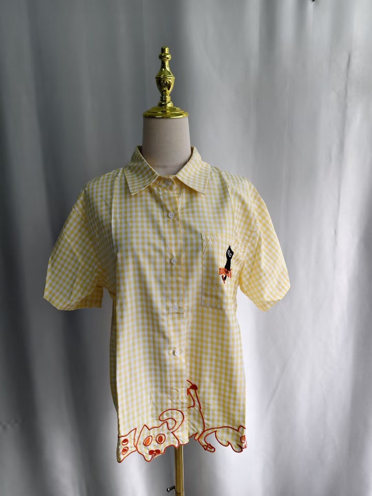Camisas Kimutomo para mujer, b - Embroidery Cat reseña y precio