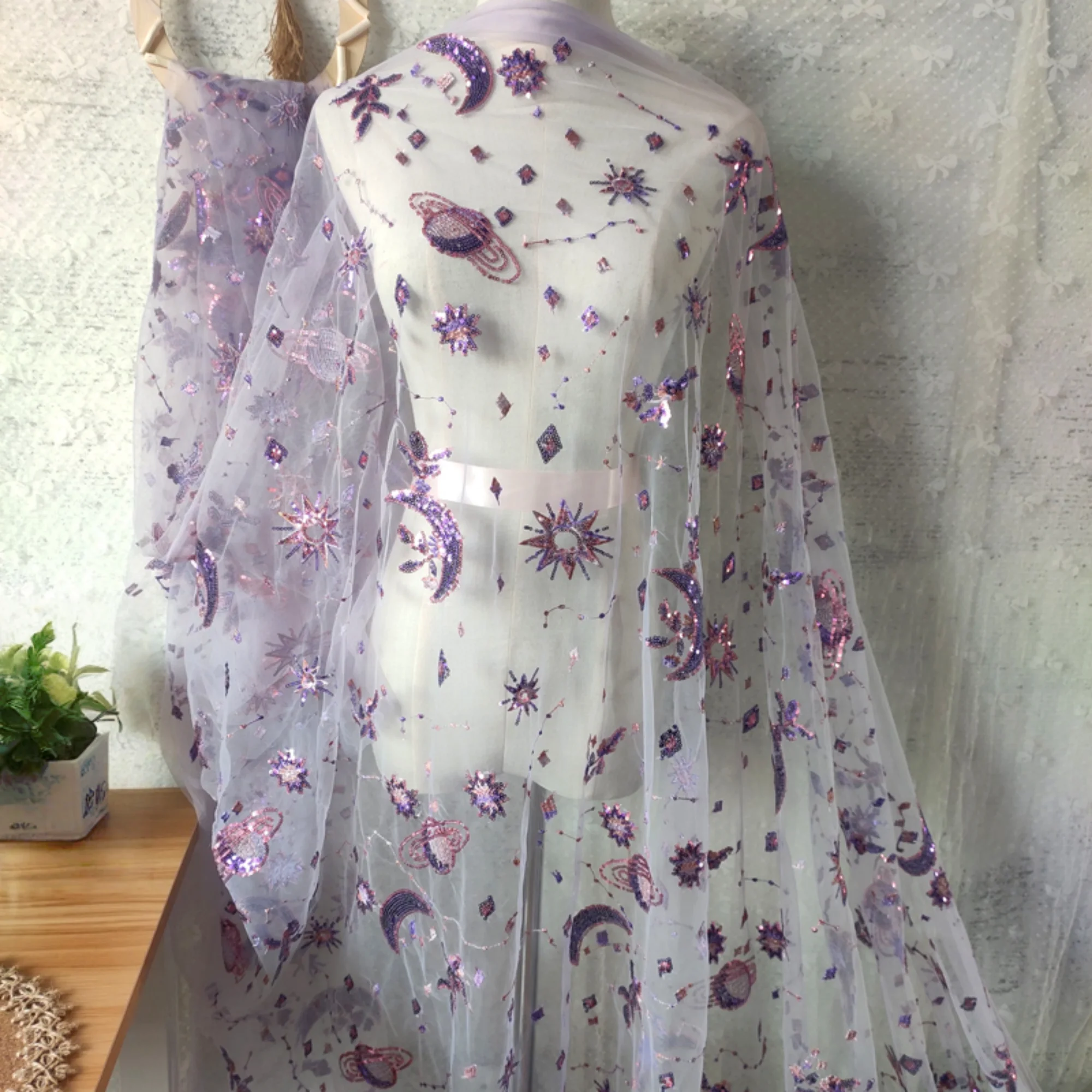 0,5 metros de ancho púrpura 55 - Embroidery Net Dress reseña y precio