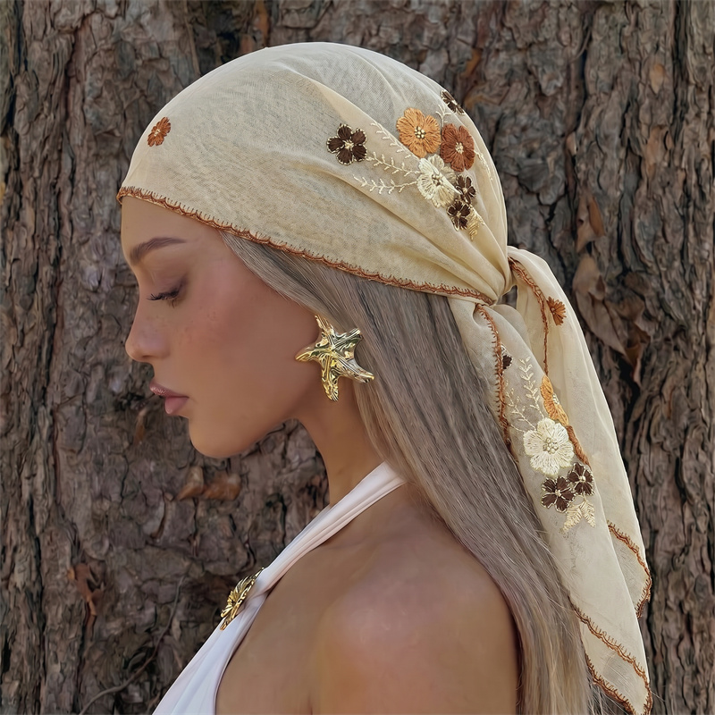 Chal de malla transparente de  - Embroidery Hijab reseña y precio