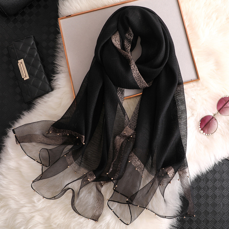 2024 Bufanda chal de seda de 1 - Embroidery Hijab reseña y precio