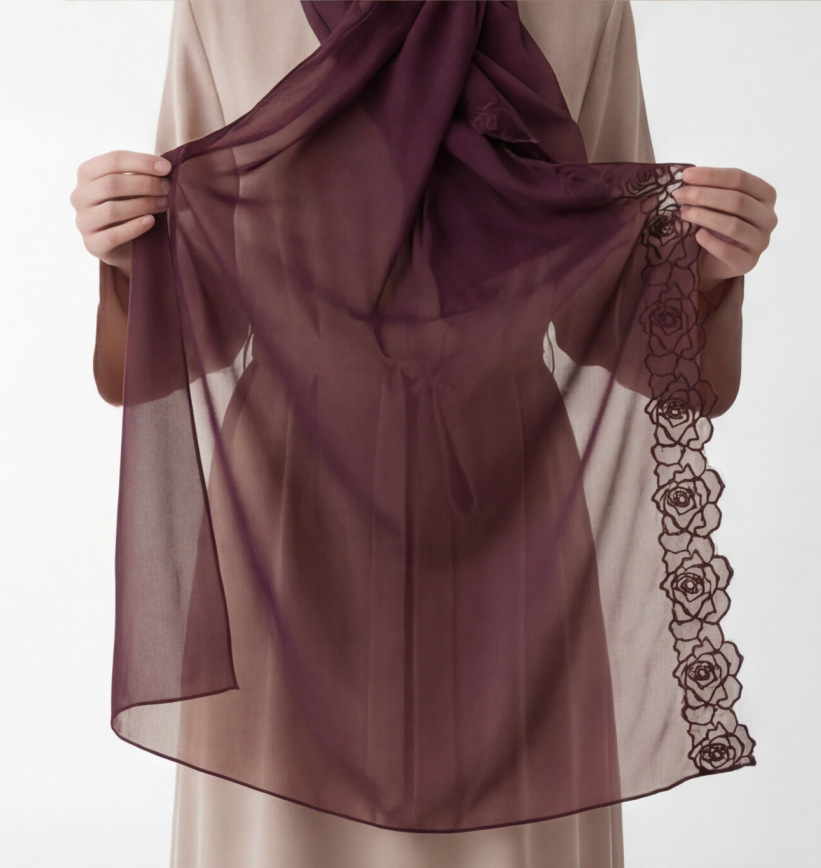 Pañuelos Hijab de Gasa Morada  - Embroidery Hijab reseña y precio